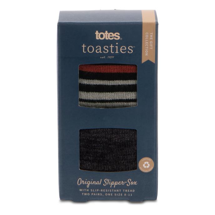totes toasties Mens Original Slipper Socks (Twin Pack) Stripe Extra Image 6